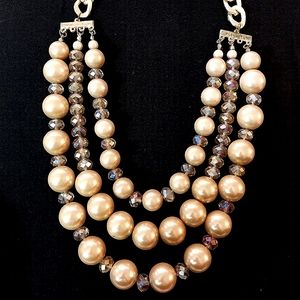 Gold beads, vintage style, 3 strands.